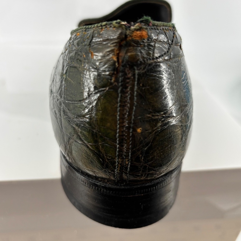 Vintage FootJoy Genuine Alligator Crocodile Loafer Green Exotic Leather Men 10.5 - Picture 7 of 16